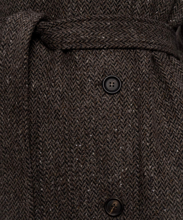 Brunello Cucinelli Коричневое пальто с шерстью в узор MG5669766 изображение 5