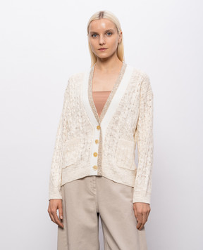 Brunello Cucinelli Бежевый кардиган с конопли и шелка MWA576306