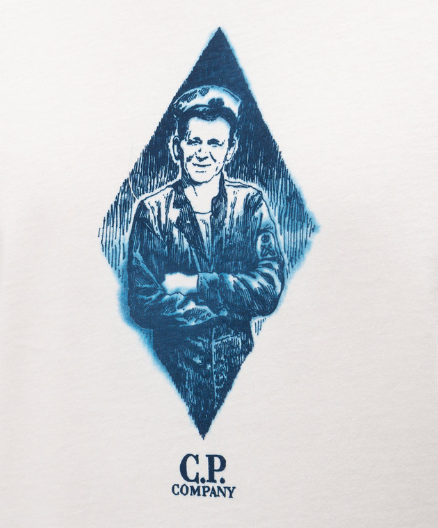 C.P. Company Футболка цвета айвори с принтом эмблемы MTS266A110656W изображение 5