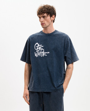 Off-White Синя футболка з брендовим принтом 44MAA120S26J00G
