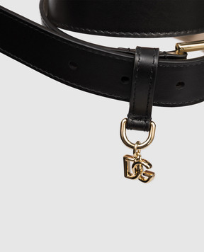 Dolce&Gabbana Чорний шкіряний ремінь з підвіскою EE0071A1065