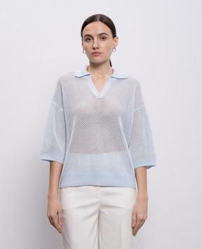 Peserico Блакитний ажурний пуловер з паєтками A99031F129234R