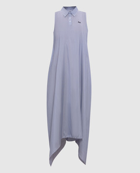 Vetements Голубое платье из шелка в полоску с логотипом WE76DR379N