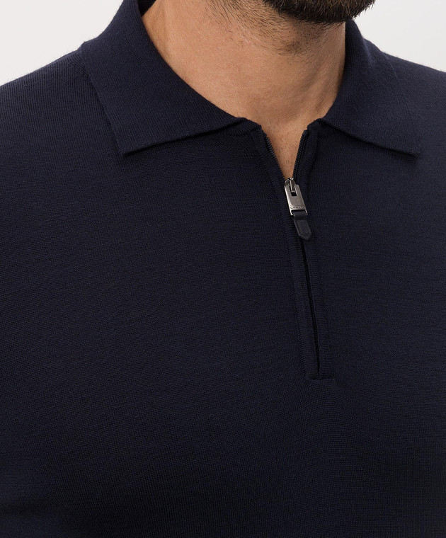 Canali Синее поло из шерсти MK01149C0572 изображение 5