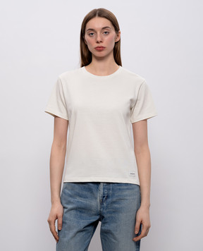 Saint Laurent Біла футболка з нашивкою логотипа 810277Y37RY