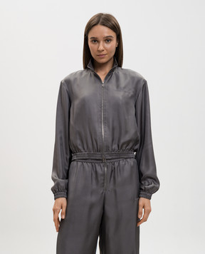 Alexander Wang Серая спортивная куртка из шелка с вышивкой логотипа 1WC2262735