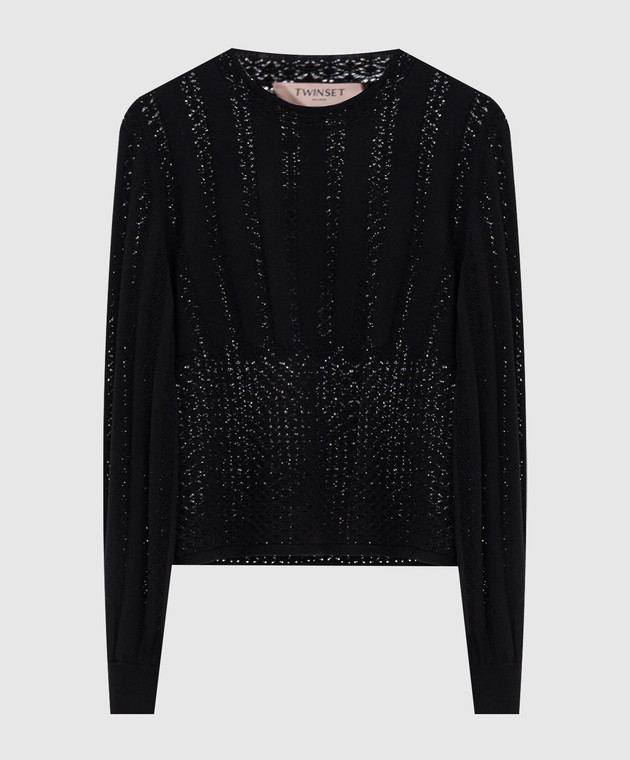 Twinset Черный джемпер с ажурным узором 262TP3124