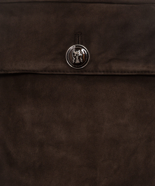 Brunello Cucinelli Коричневая комбинированная куртка на меху MPMVS2060 изображение 4