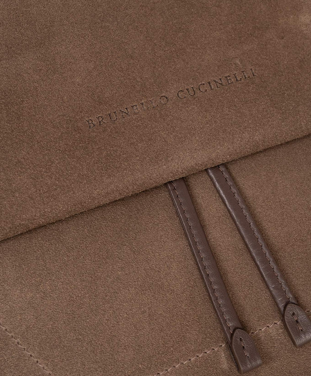 Brunello Cucinelli Замшевий коричневий рюкзак з тисненням логотипа MBDLB2826P зображення 4