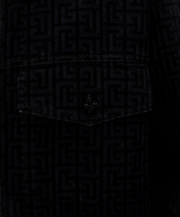 Balmain Чорна джинсова куртка в принт HH1HC160DG40 зображення 5