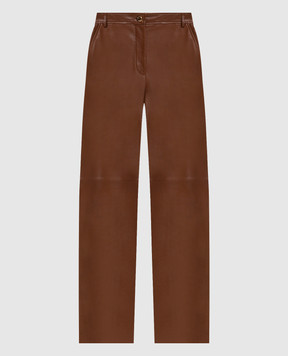 Max Mara Коричневые кожаные брюки LEGNO MSTLEGNO