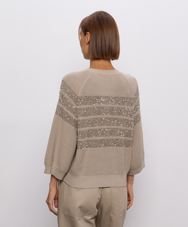 Brunello Cucinelli Коричневый джемпер с узором полоска M58734710P изображение 4
