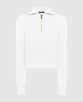 Balmain Твидовый джемпер цвета айвори с шерстью HF1KJ070KK12