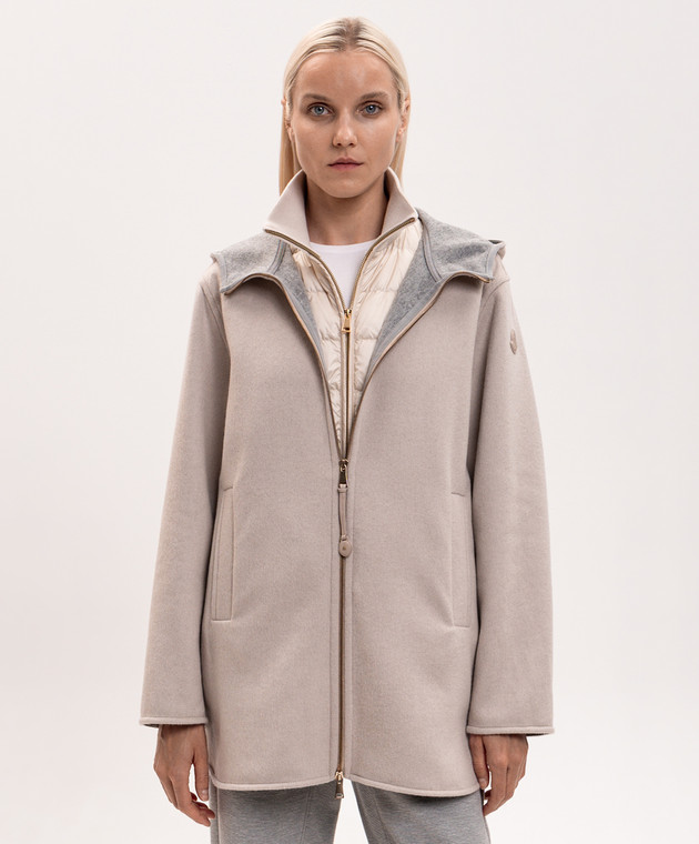 Moncler Бежевое пальто Hemiptere из шерсти и кашемира двойной конструкции L20931A00063599N4 изображение 3