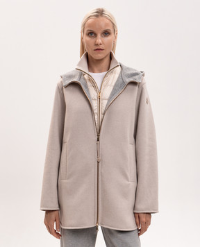 Moncler Бежевое пальто Hemiptere из шерсти и кашемира двойной конструкции L20931A00063599N4