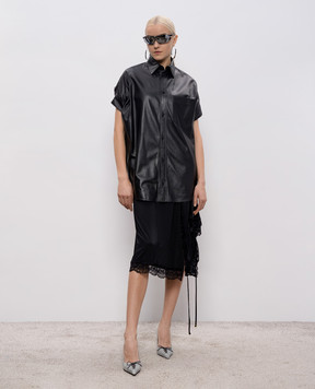 Balenciaga Чорна шкіряна сорочка з короткими рукавами 861044TLS06