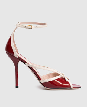 Valentino Червоні шкіряні лаковані босоніжки Bepointy 8W2S0NY6DAL