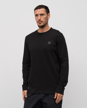 Moncler Чорний лонгслів з нашивкою логотипа K20918D0001789AYY