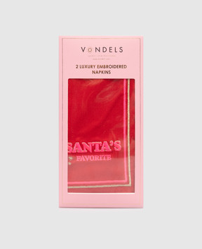 Vondels Набір червоних сервірувальних серветок SANTA'S FAVORITE з льоном 3250000450023