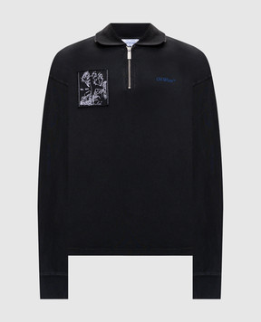 Off-White Чорний лонгслів-поло Faded Painting 44MAD00NF5J003