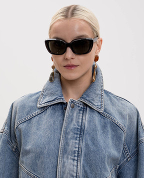 Saint Laurent Коричневі сонцезахисні окуляри з принтом логотипа 862819Y9956