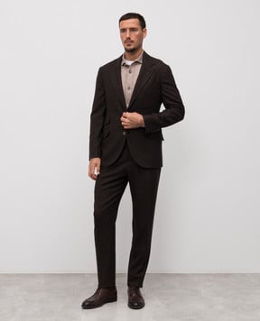 Brunello Cucinelli Коричневий костюм з кашеміру в клітинку MV412LDWM7