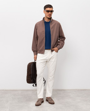 Brunello Cucinelli Джинси кольору айворі з патчем логотипа M277PX1290