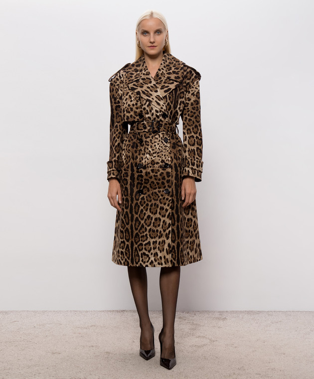 Dolce&Gabbana Коричневий тренч в леопардовий принт F0Y11TFSFN4 зображення 3