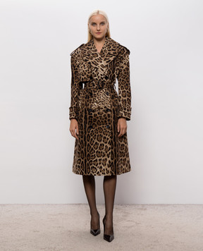 Dolce&Gabbana Коричневий тренч в леопардовий принт F0Y11TFSFN4