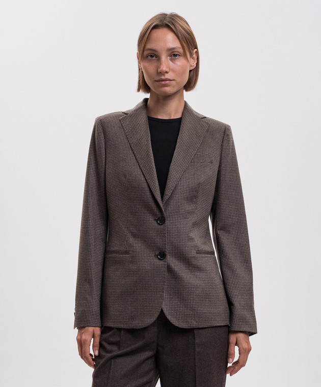 Kiton Коричневый жакет из кашемира в клетку D23501K0574I изображение 3