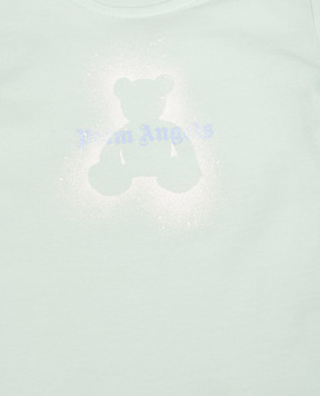 Palm Angels Детская зеленая футболка с принтом Spray Bear PBXB001S26JER001