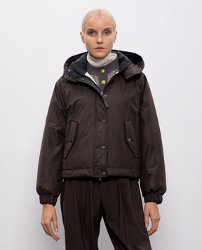 Brunello Cucinelli Коричневая пуховая куртка с цепочкой мониль MG5017835