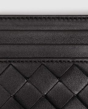 Bottega Veneta Чорний шкіряний картхолдер Intrecciato 796324VCPP3