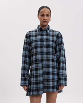 Off-White Синя сукня-сорочка в клітинку 2FU00353T