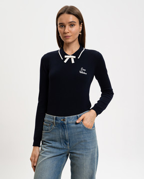 Valentino Синій джемпер з вовни з логотипом 8B3KC72QA5P