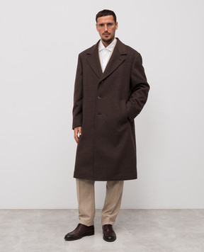 Brunello Cucinelli Коричневе пальто з вовни MY4969155