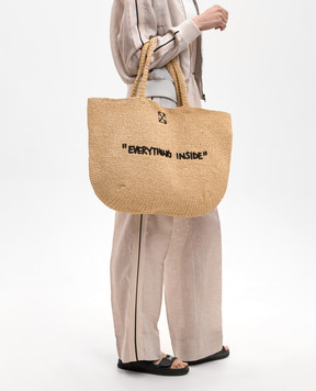 Off-White Бежева плетена сумка-тоут Jitney OWNA23CC99FAB001