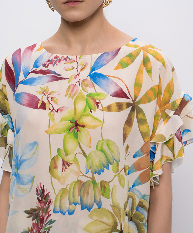 Momoni Блуза Cruze цвета айвори из шелка в принт MOBL00101MO изображение 5