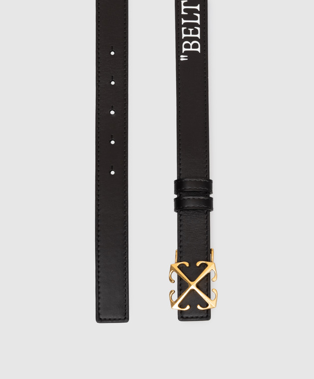 Off-White Чорний шкіряний ремінь Arrow OWRB13AC99LEA001 зображення 3