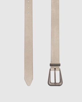 Brunello Cucinelli Сірий замшевий ремінь з ланцюжком моніль M0DELC34C