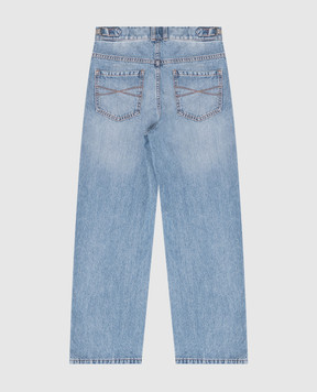 Brunello Cucinelli Детские синие джинсы с цепочкой мониль BH188P606C