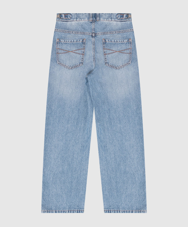 Brunello Cucinelli Детские синие джинсы с цепочкой мониль BH188P606B изображение 2