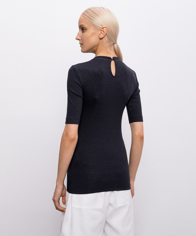 Brunello Cucinelli Темно-серый топ в рубчик MPTC8BJ310 изображение 4