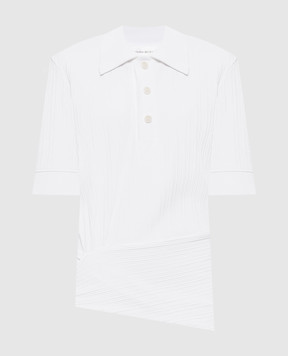 Victoria Beckham Біле поло в рубчик Twist з монограмою 1126JTP006969A