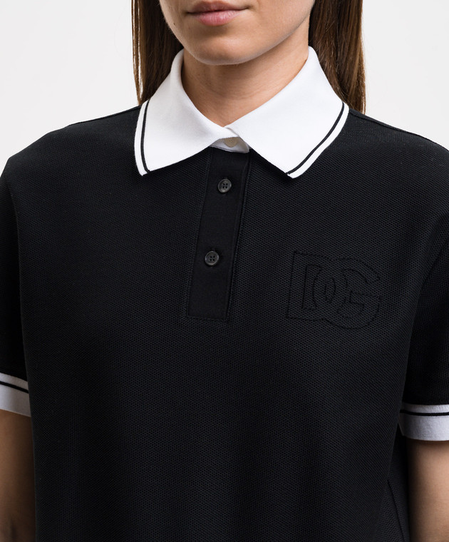 Dolce&Gabbana Черное поло с нашивкой монограммы F8V33ZGDDMH изображение 5