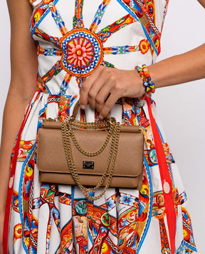 Dolce&Gabbana Коричнева шкіряна сумка-міні Dauphine BI3280A1001