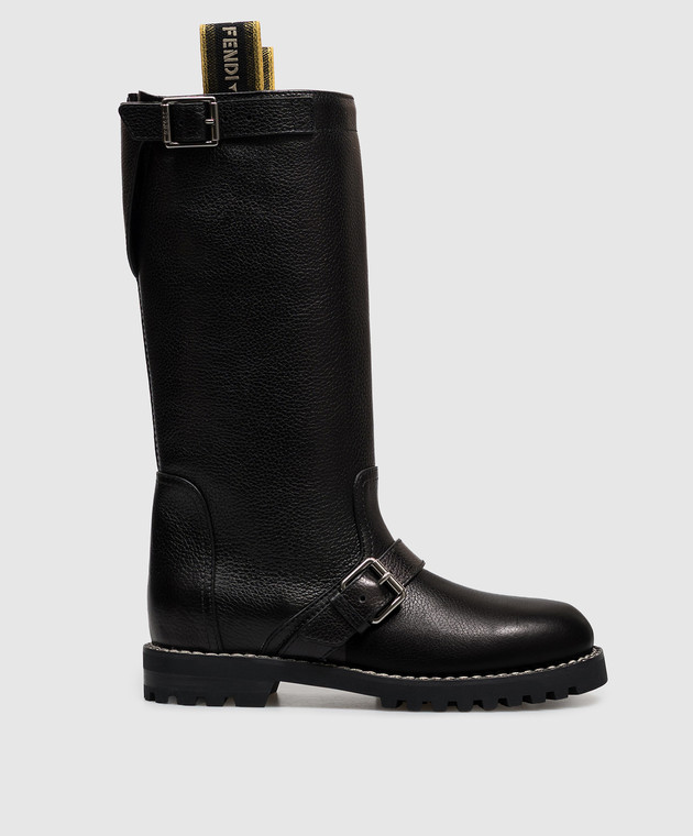 Fendi Черные кожаные сапоги Commando 8T9048AY0N