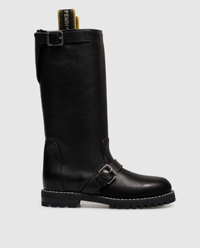 Fendi Черные кожаные сапоги Commando 8T9048AY0N
