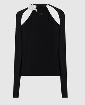 Off-White Чорний топ з логотипом 2AD27LF25JER001