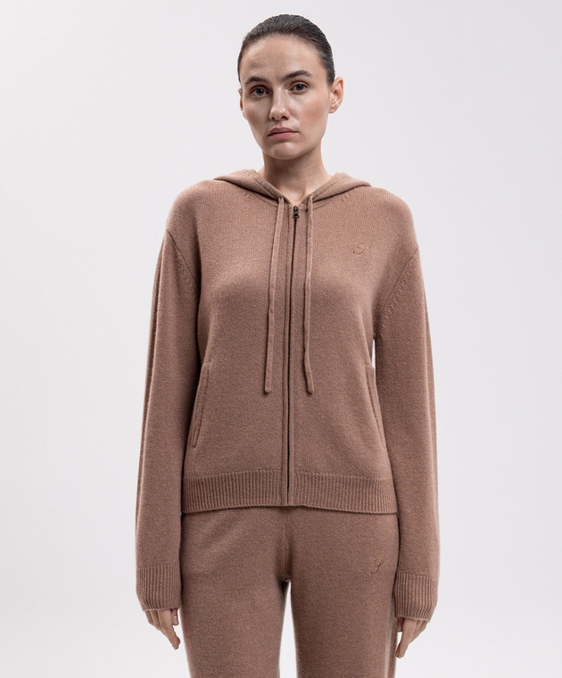 Sporty & Rich Бежевая спортивная куртка из кашемира и шерсти CA00283327BE02 изображение 3